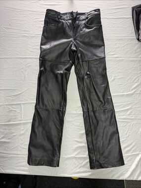 Vintage Heavy Duty Hien Gericke Men's Motorcycle Black Leather Pants - Size 32